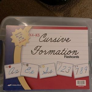 Abeka cursive formation flash cards.